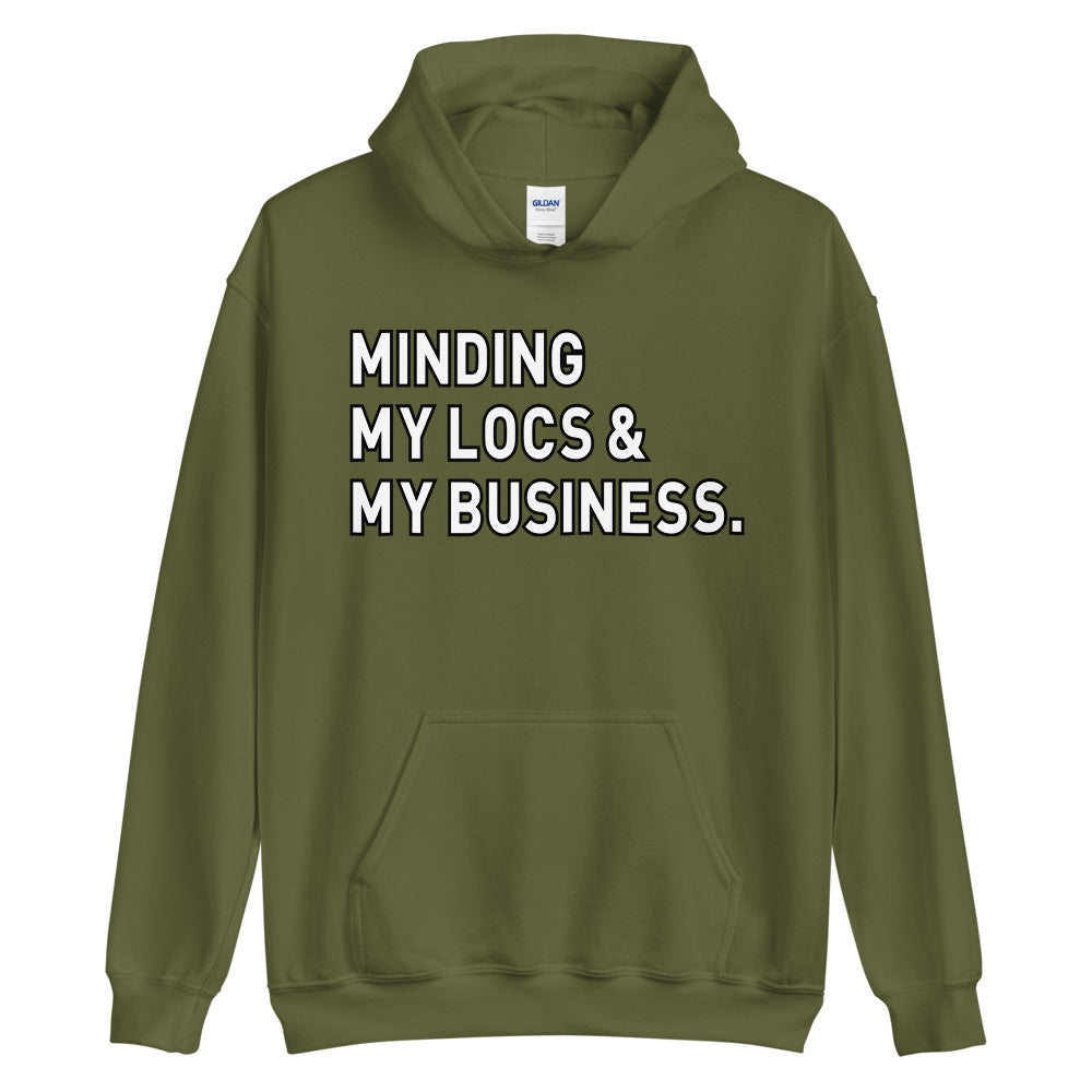 Military Green Minding My Locs & My Business Unisex Hoodie - Locs and Business